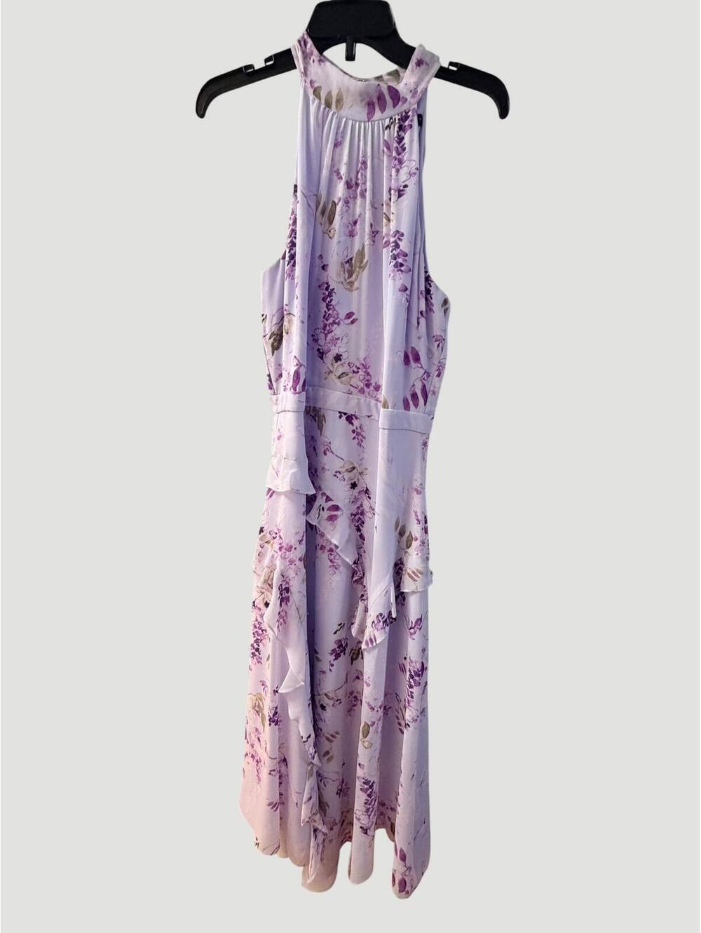 White House Black Market Lilac Floral Halter Midi Dress Size 6 - Picture 5 of 9